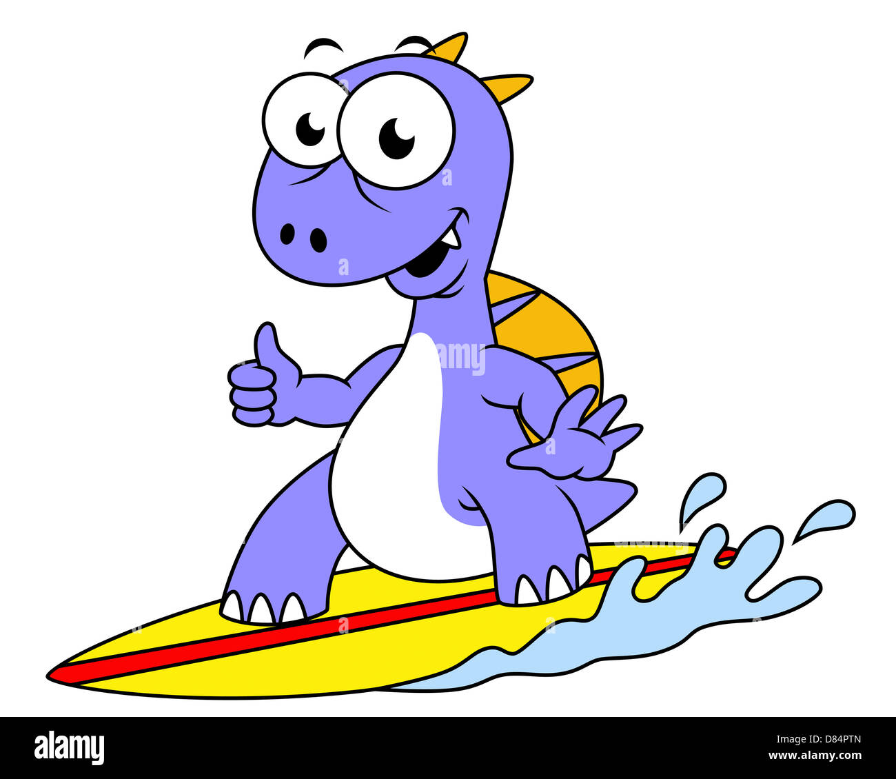 Illustration of a surfing Spinosaurus. Stock Photo