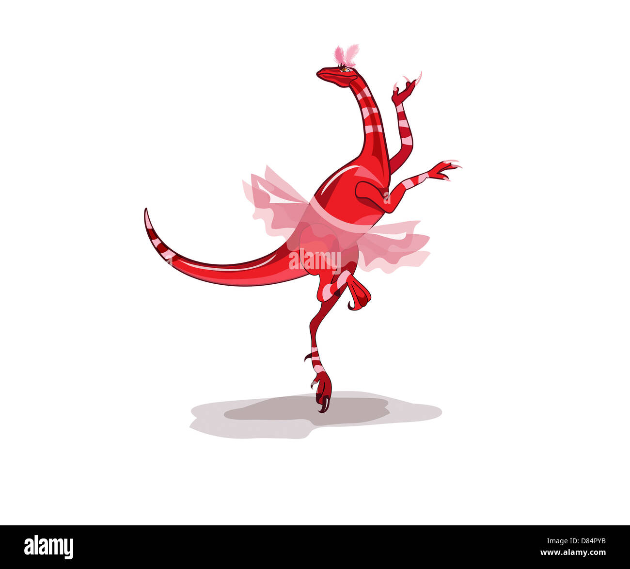 Illustration of a ballerina dancing raptor. Stock Photo