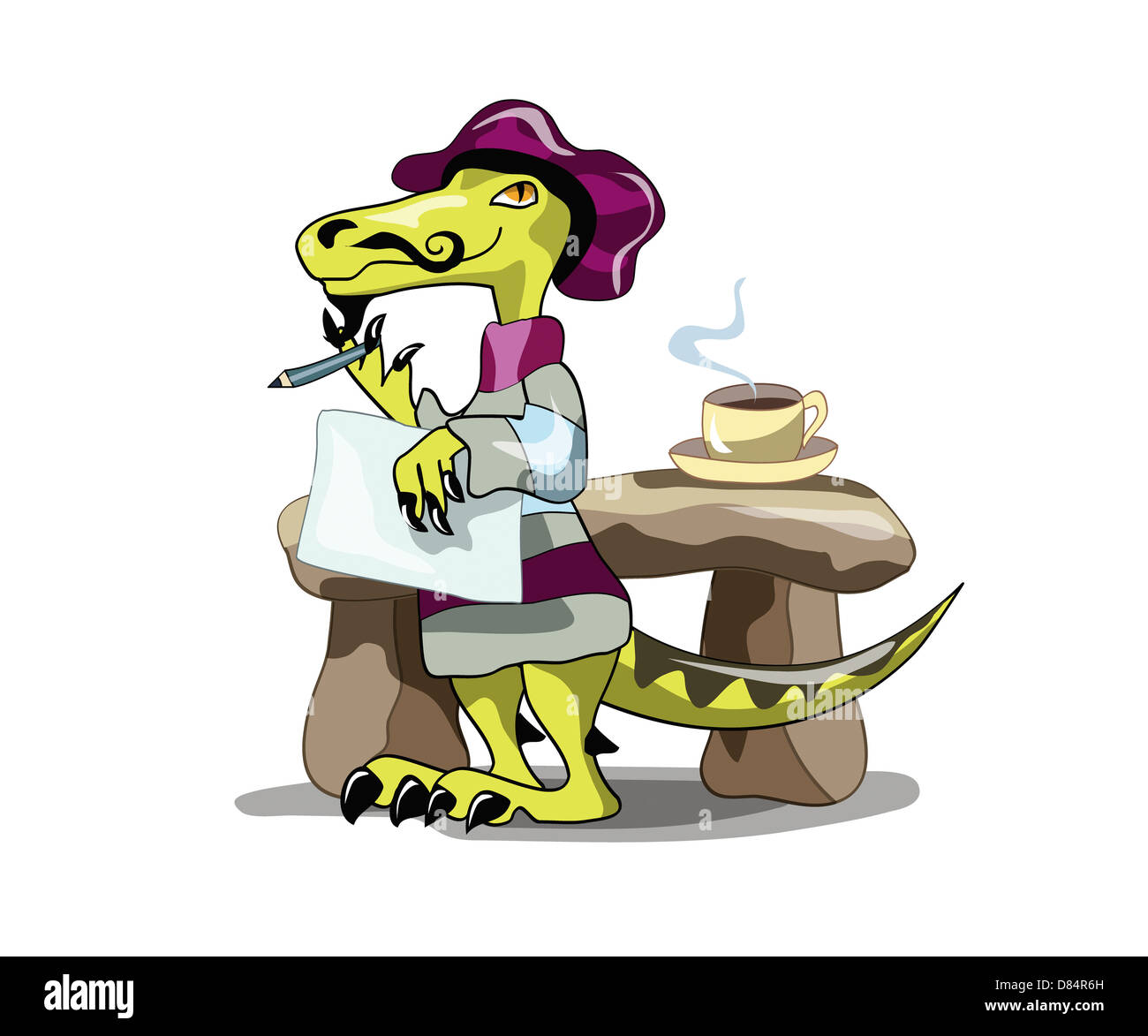 Illustration of a raptor poet thinking. Stock Photo