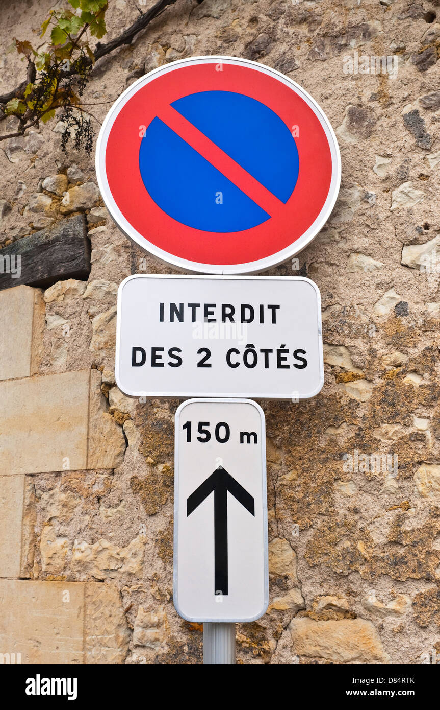 French traffic sign, No parking in both sides, Carcassonne, France