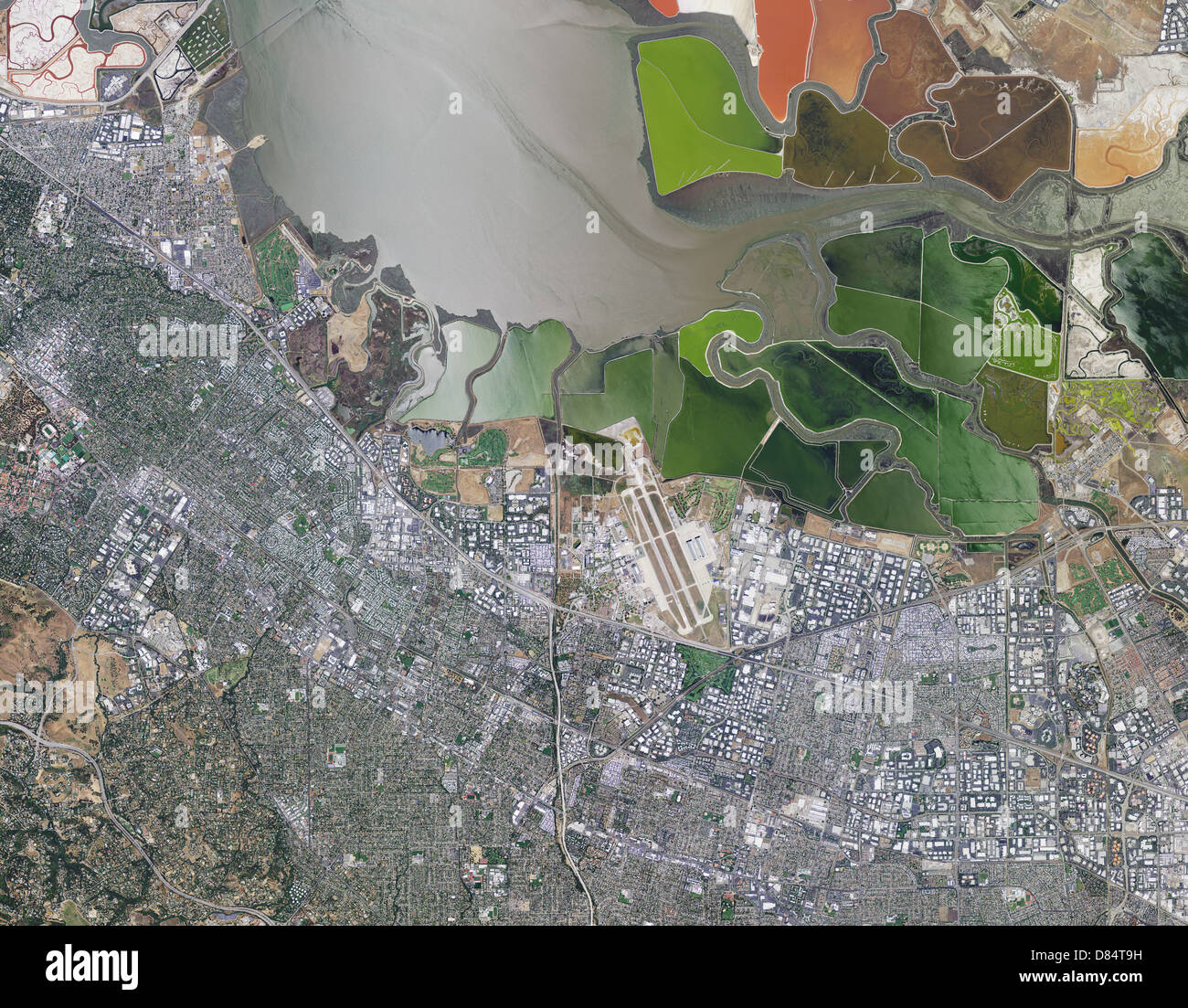 aerial photo map of Silicon Valley, California Stock Photo