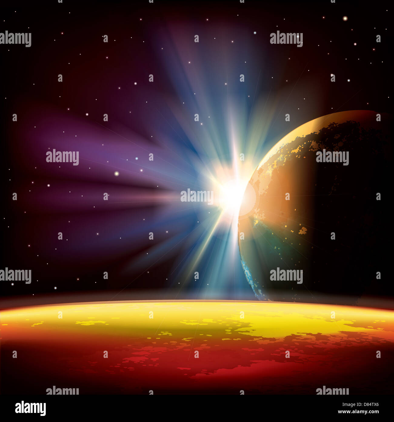 abstract space background with planets and stars Stock Photo - Alamy
