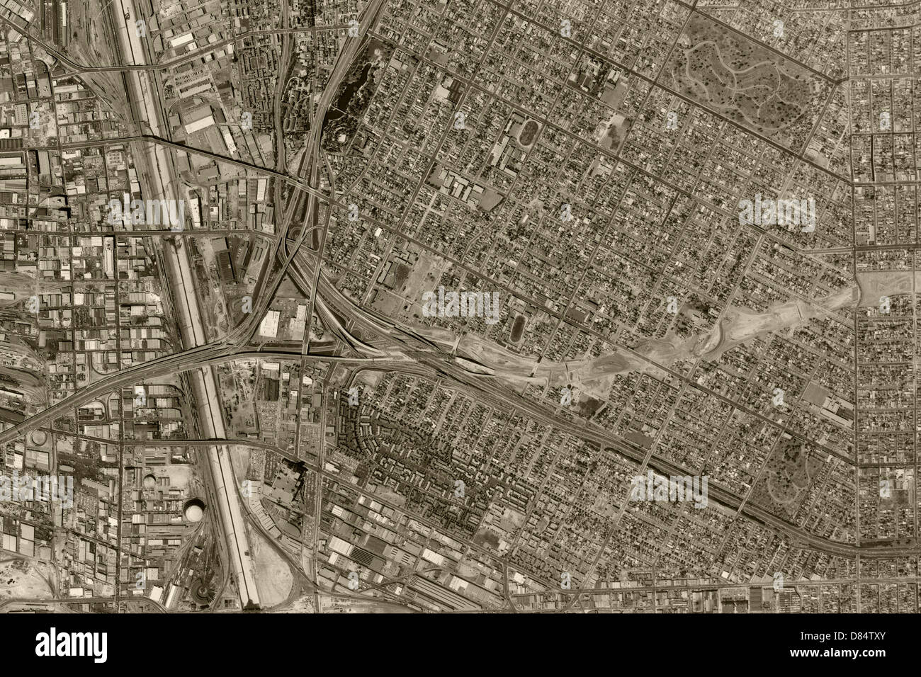 historical aerial photograph Los Angeles, California, 1964 Stock Photo
