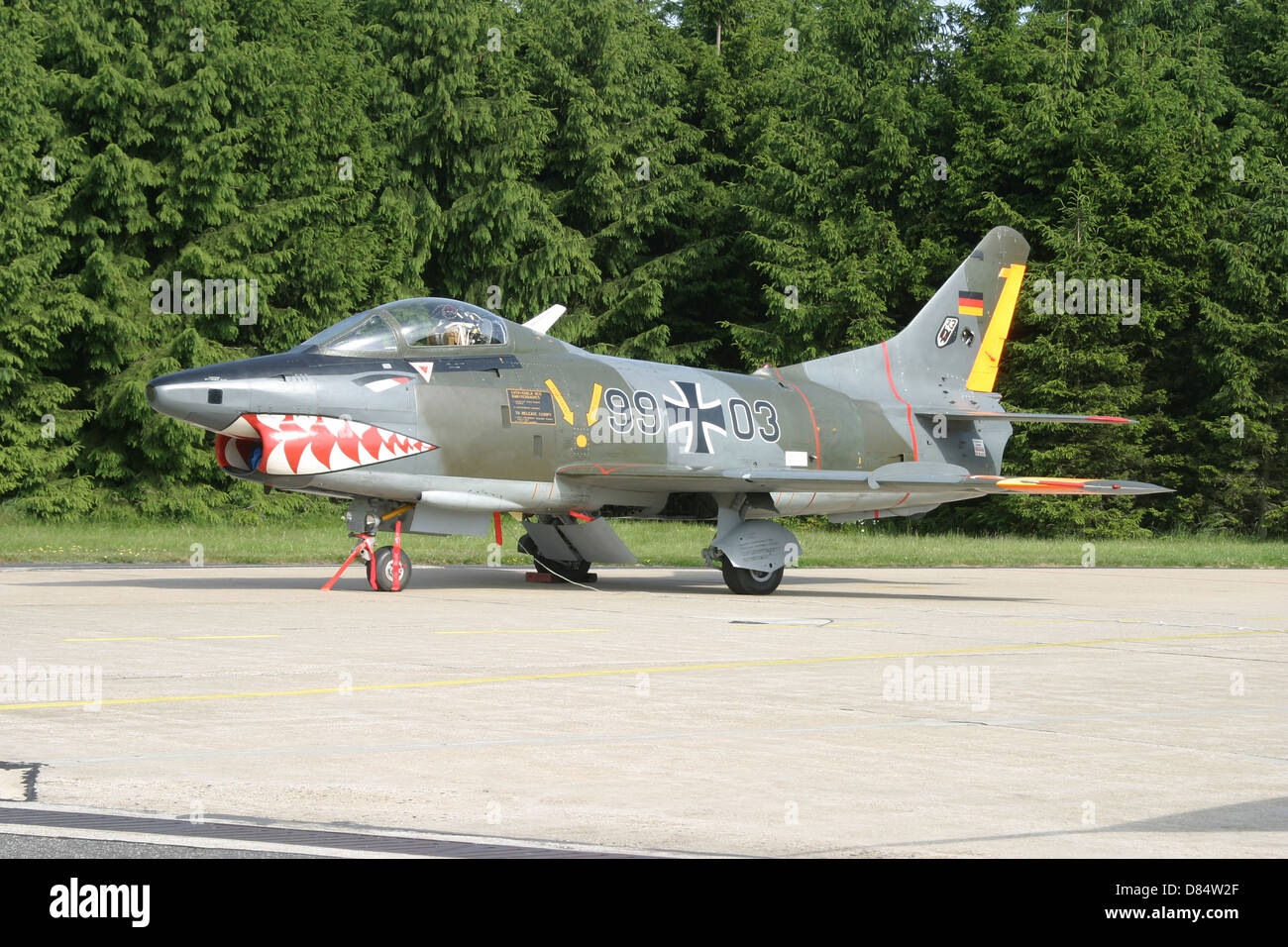 A Fiat G-91 fighter plane of the German Air Force at Buchel Germany. Stock Photo