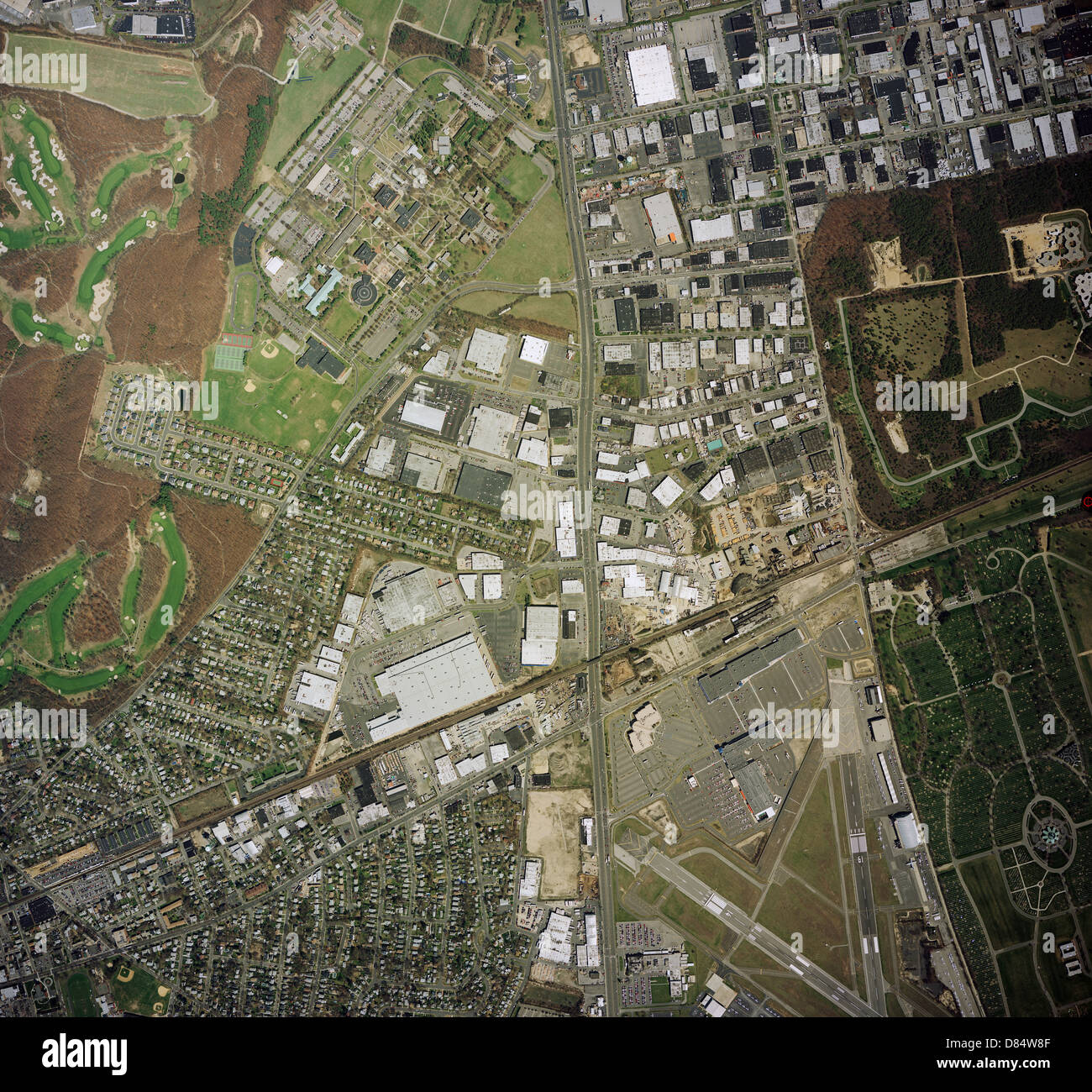 historical aerial photograph Farmingdale, New York Stock Photo