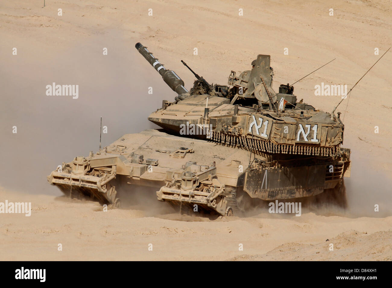 An Israel Defense Force Merkava Mark IV main battle tank with mine clearing  device attached to its front Stock Photo - Alamy