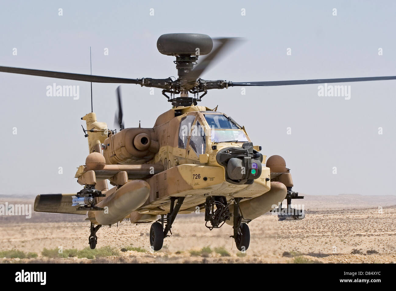 An AH-64D Saraf attack helicopter of the Israeli Air Force landing at Ramon Air Force Base, Israel Stock Photo - Alamy