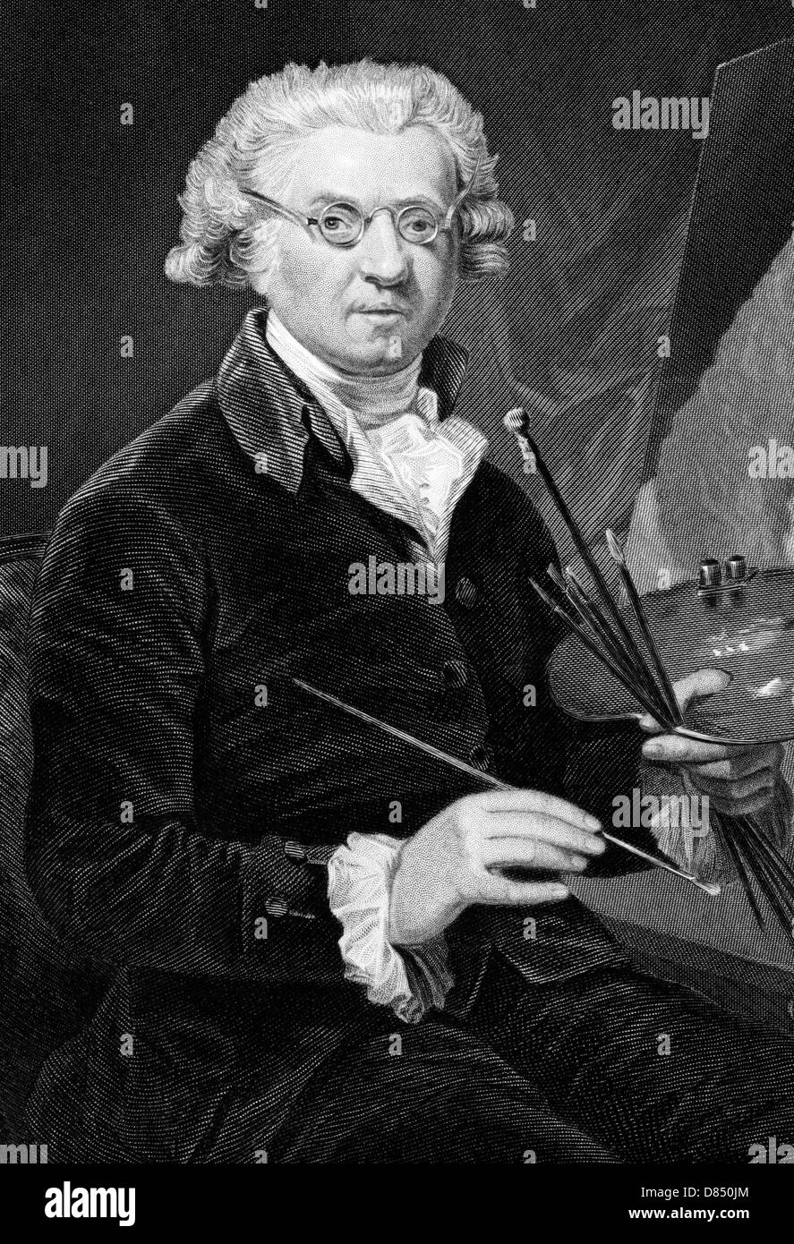 Joshua Reynolds (1723-1792) on engraving from 1873. English painter ...