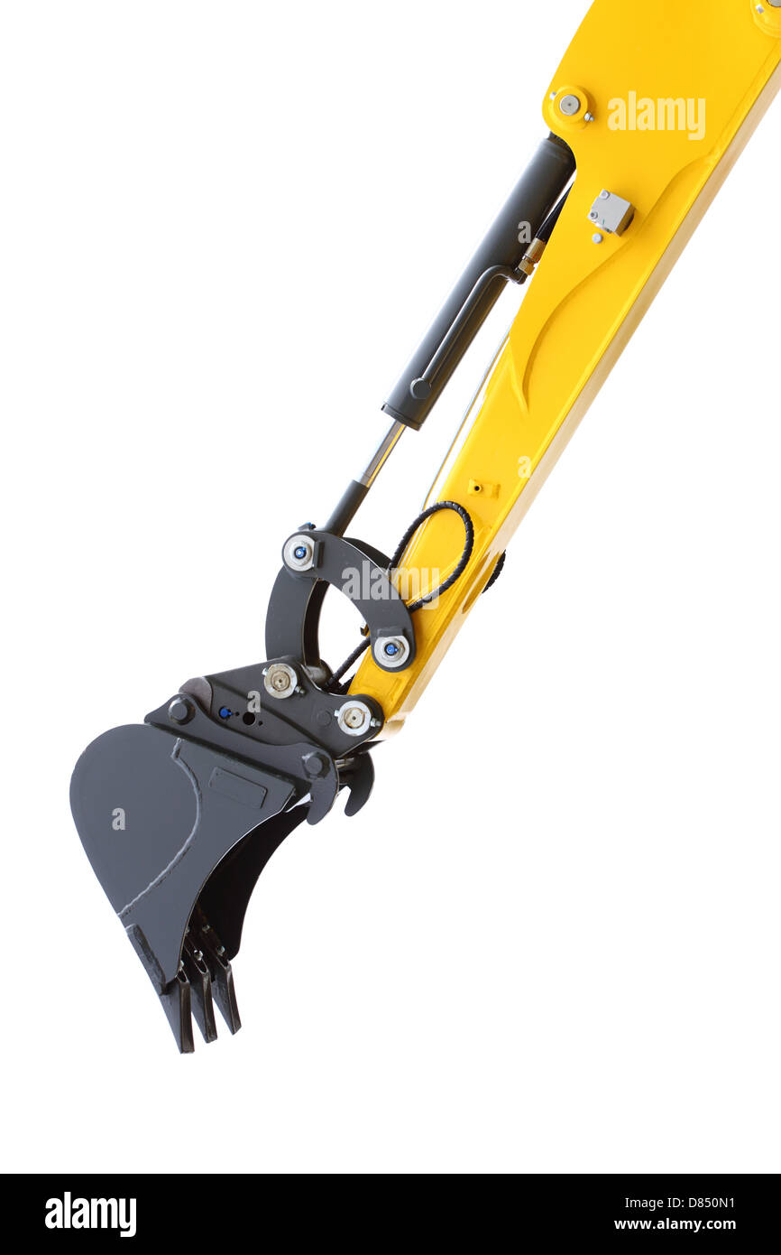 Digger excavator bucket bulldozer shovel industrial detail isolated on white background Stock