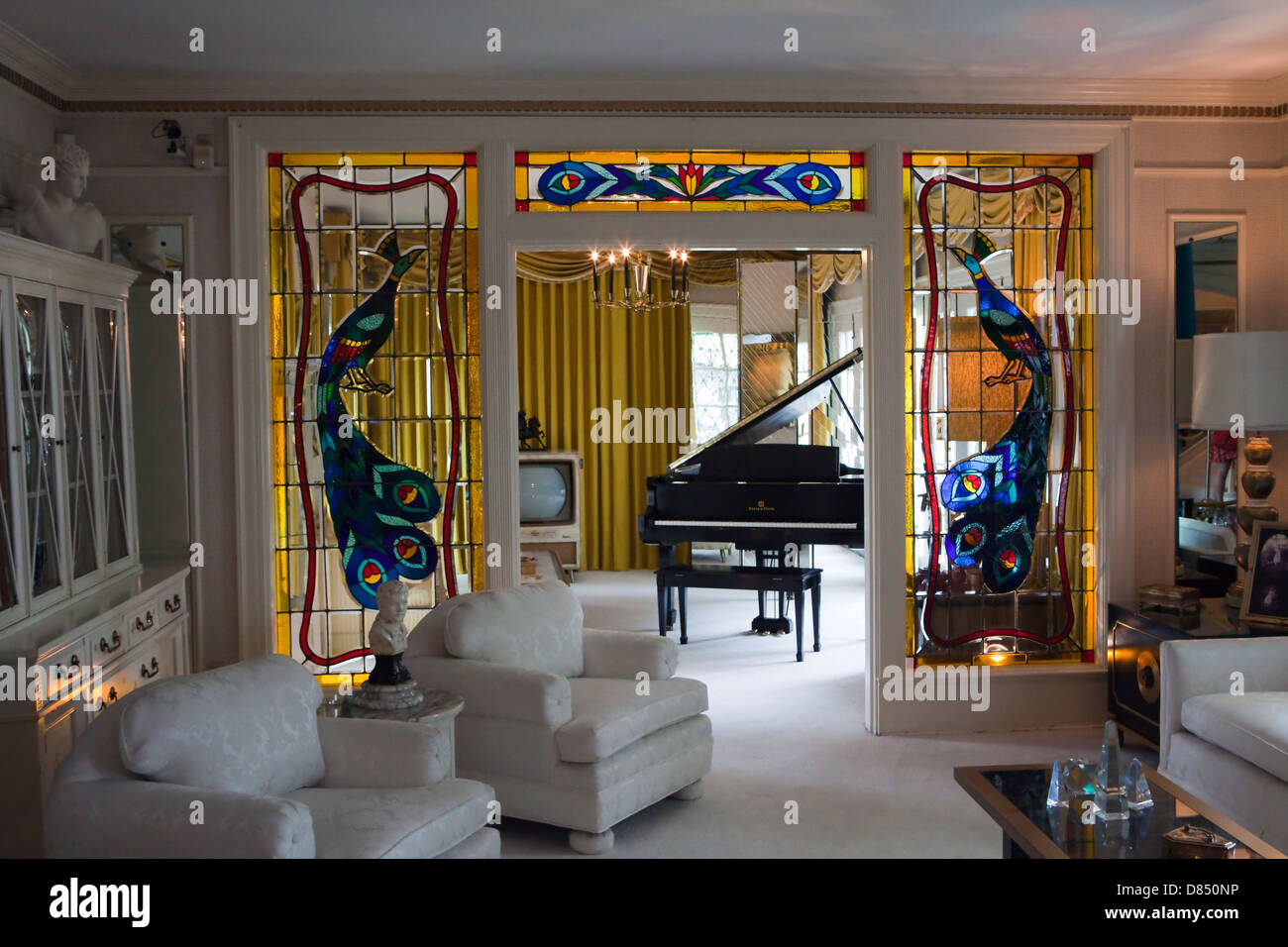 A view of the Living Room in Elvis Presley's mansion Graceland in Memphis, Tennessee Stock Photo