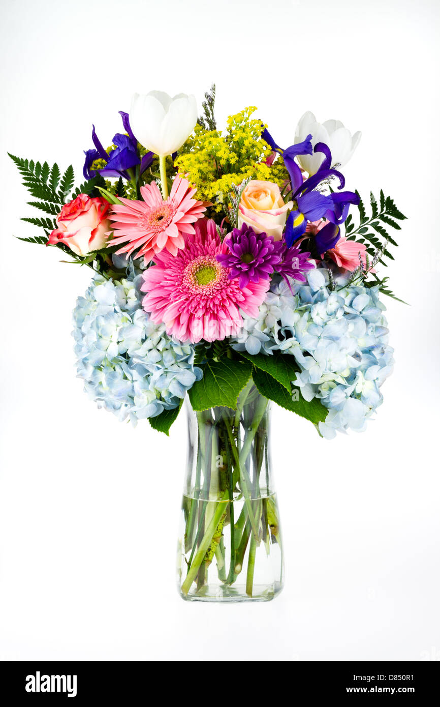 Red yellow and blue flowers in vase hi-res stock photography and images ...