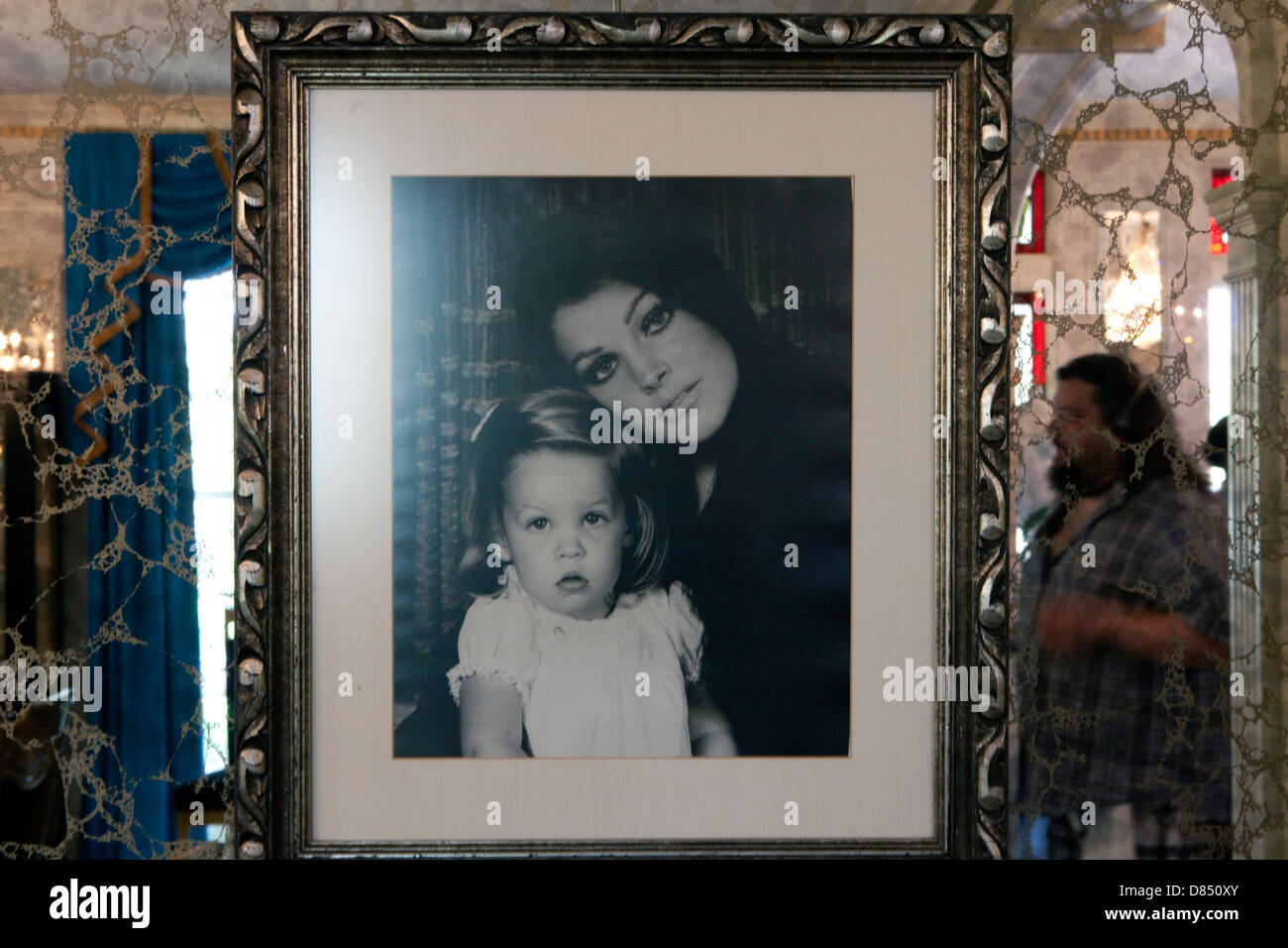 A picture of Elvis Presley's wife and daughter Priscilla and Lisa Marie are seen at Graceland in Memphis, Tennessee Stock Photo