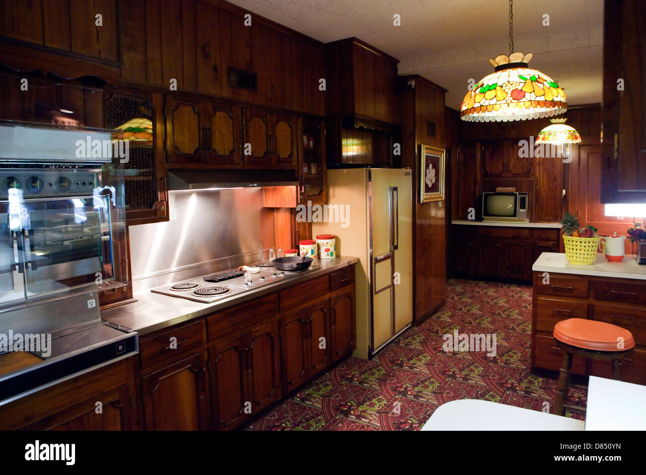 A view of the kitchen in Elvis Presley's mansion Graceland in Memphis, Tennessee Stock Photo