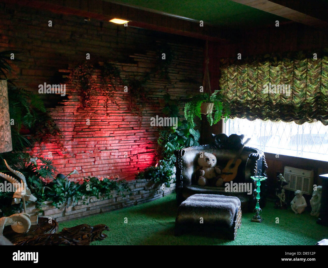 A view of the Jungle Room in Elvis Presley's mansion Graceland, in Memphis, Tennessee Stock Photo