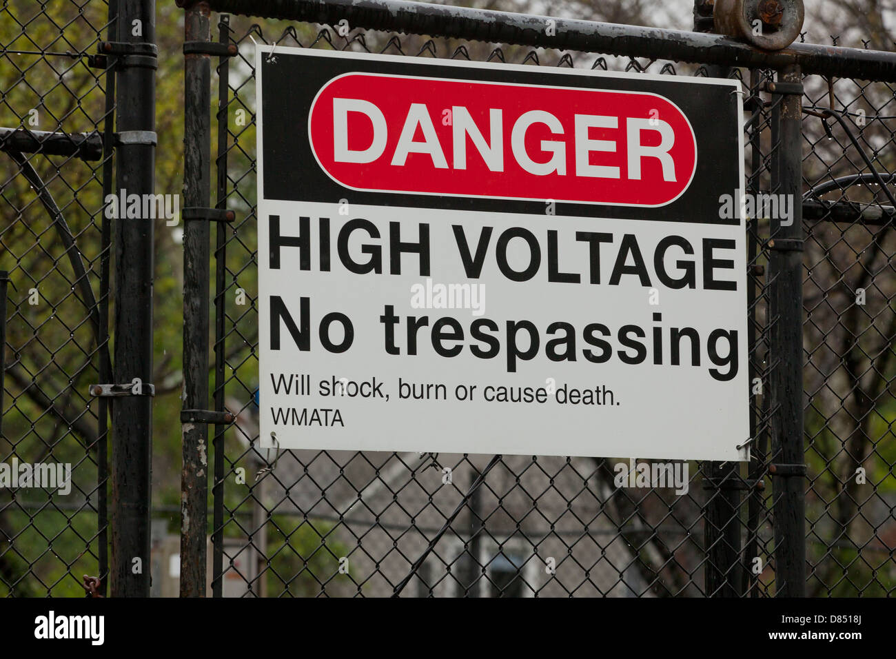 High voltage warning sign - USA Stock Photo