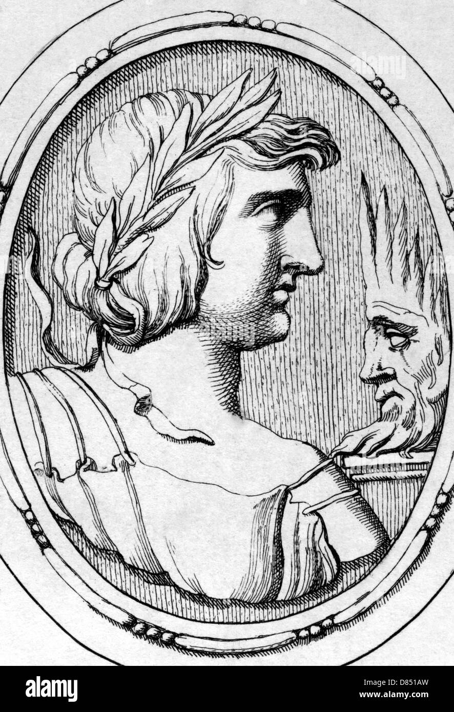 Publius Vergilius Maro (70BC-19BC) on engraving from 1685. Ancient Roman poet. Stock Photo