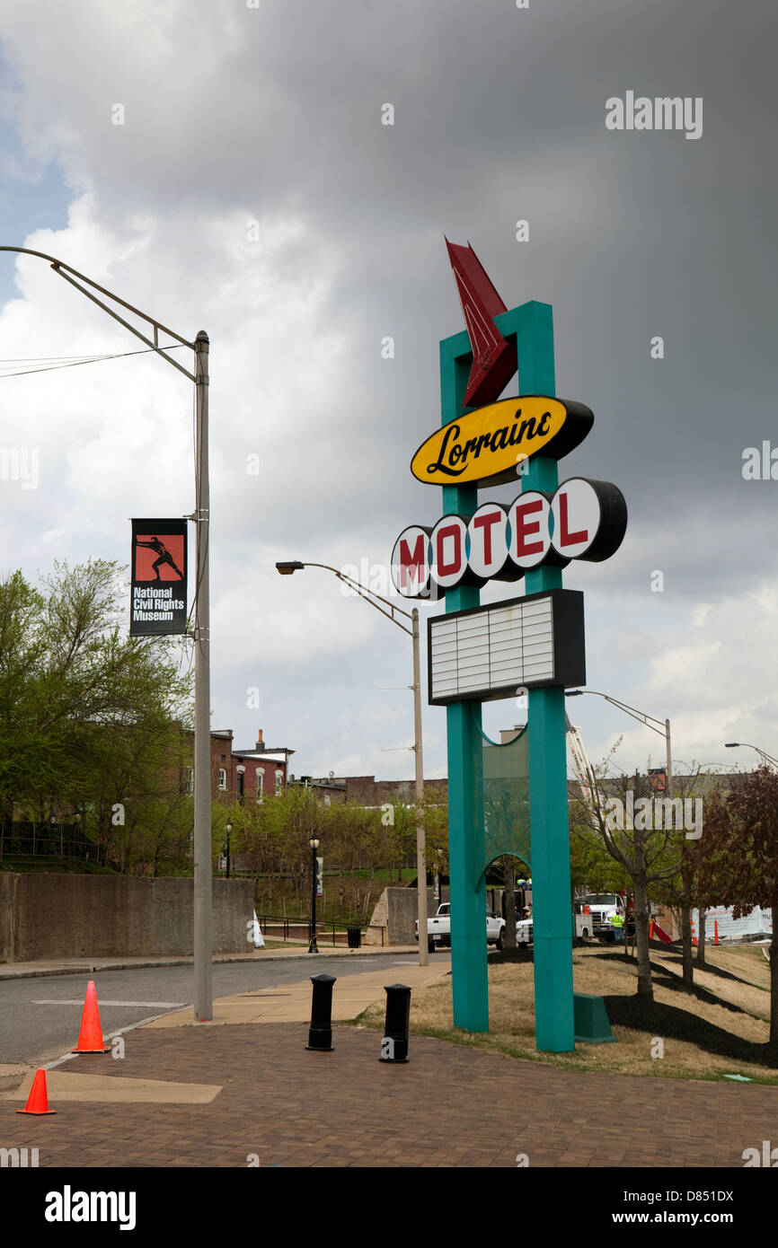 A view of the Lorraine Motel sign at he National Civil Rights Museum in Memphis, Tennessee Stock Photo