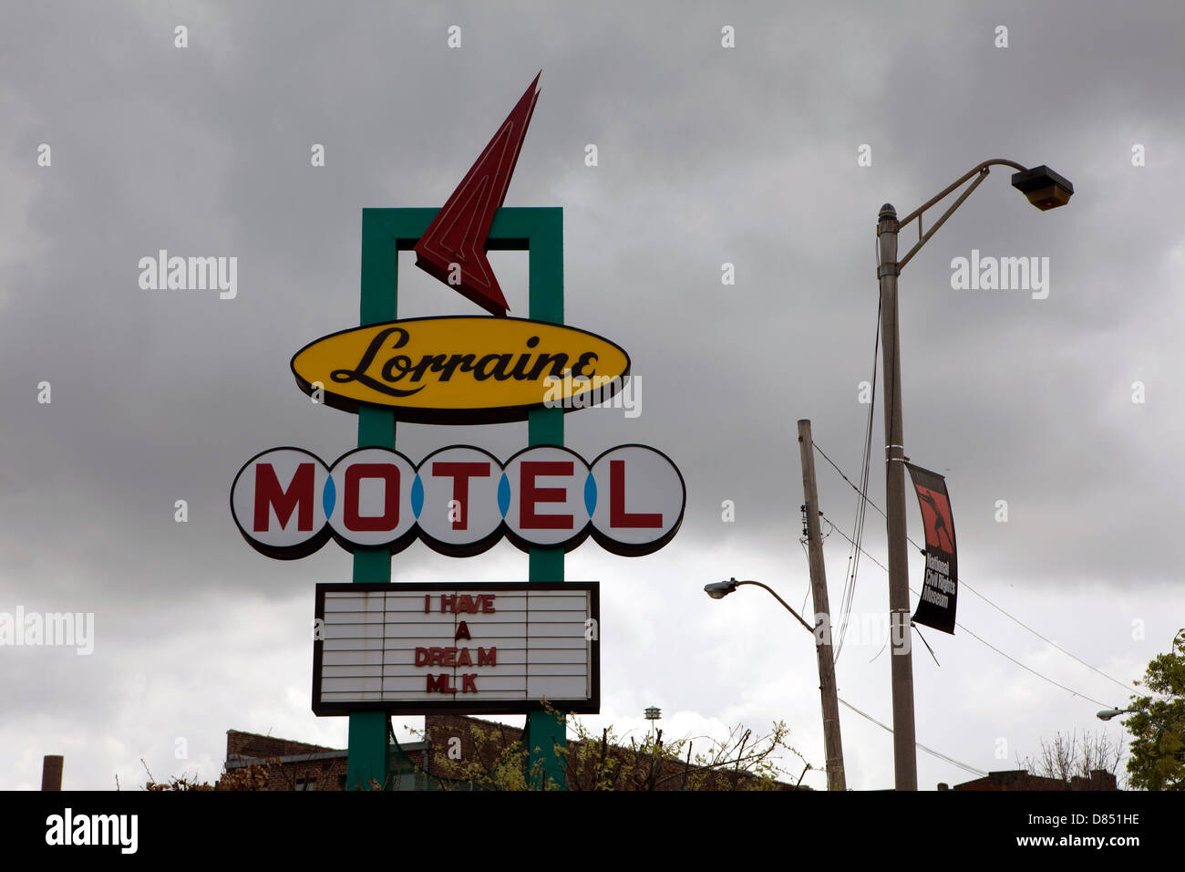 A view of the Lorraine Motel sign at he National Civil Rights Museum in Memphis, Tennessee Stock Photo