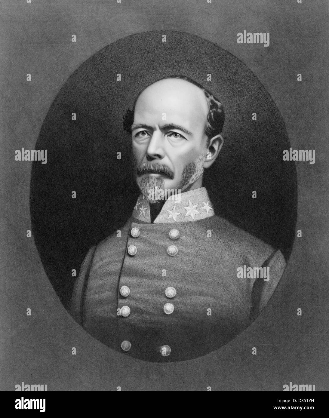 Head-and-shoulders portrait of Confederate Civil War general Joseph E. Johnston in uniform, circa 1865 Stock Photo