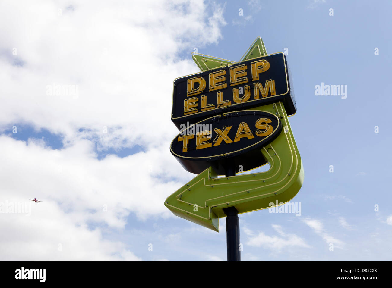 A view of a sign in Deep Ellum in Dallas, Texas Stock Photo