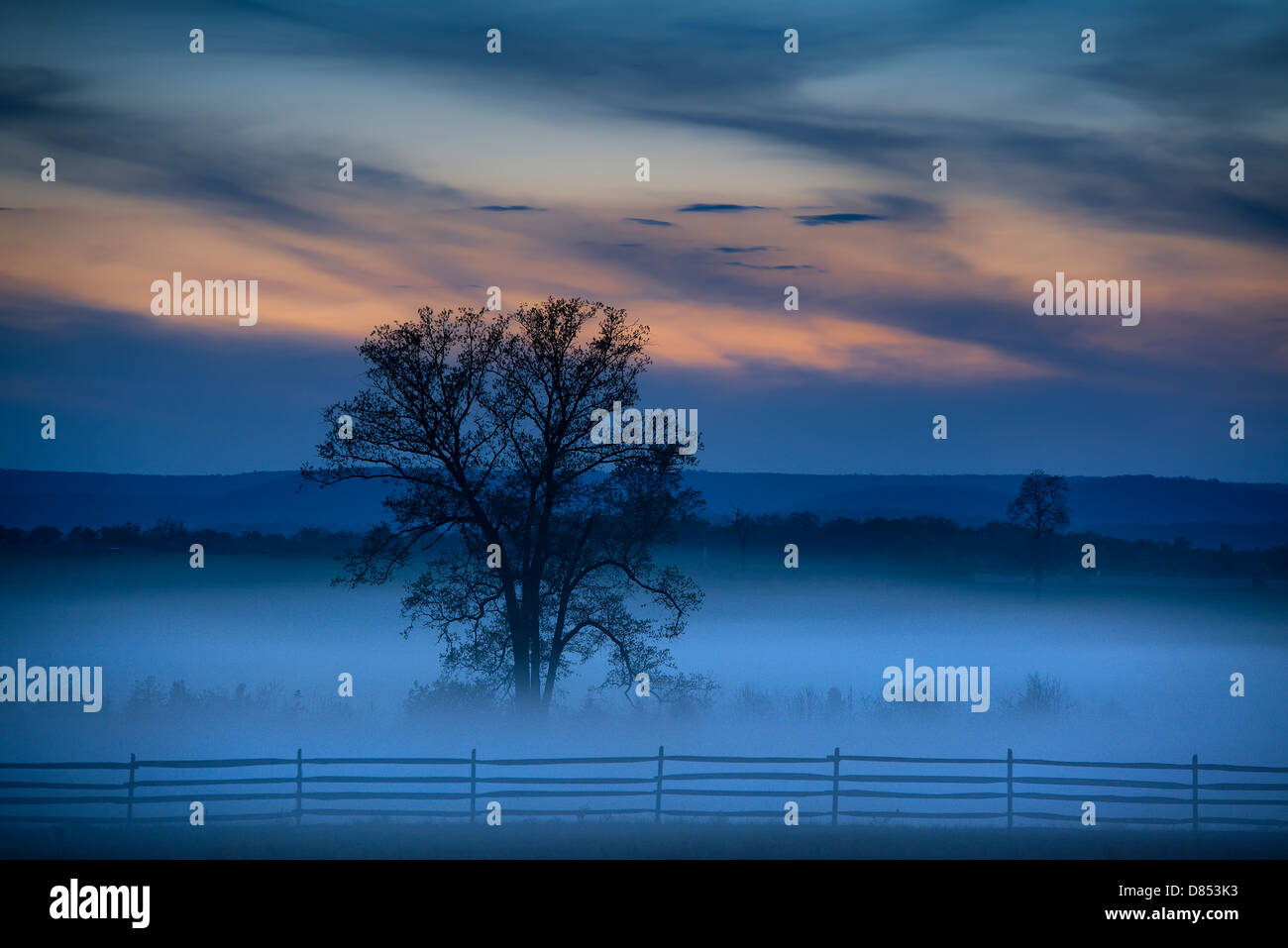 Moody morning landscape, Gettysburg battle field, Adams County, Pennsylvania, USA Stock Photo