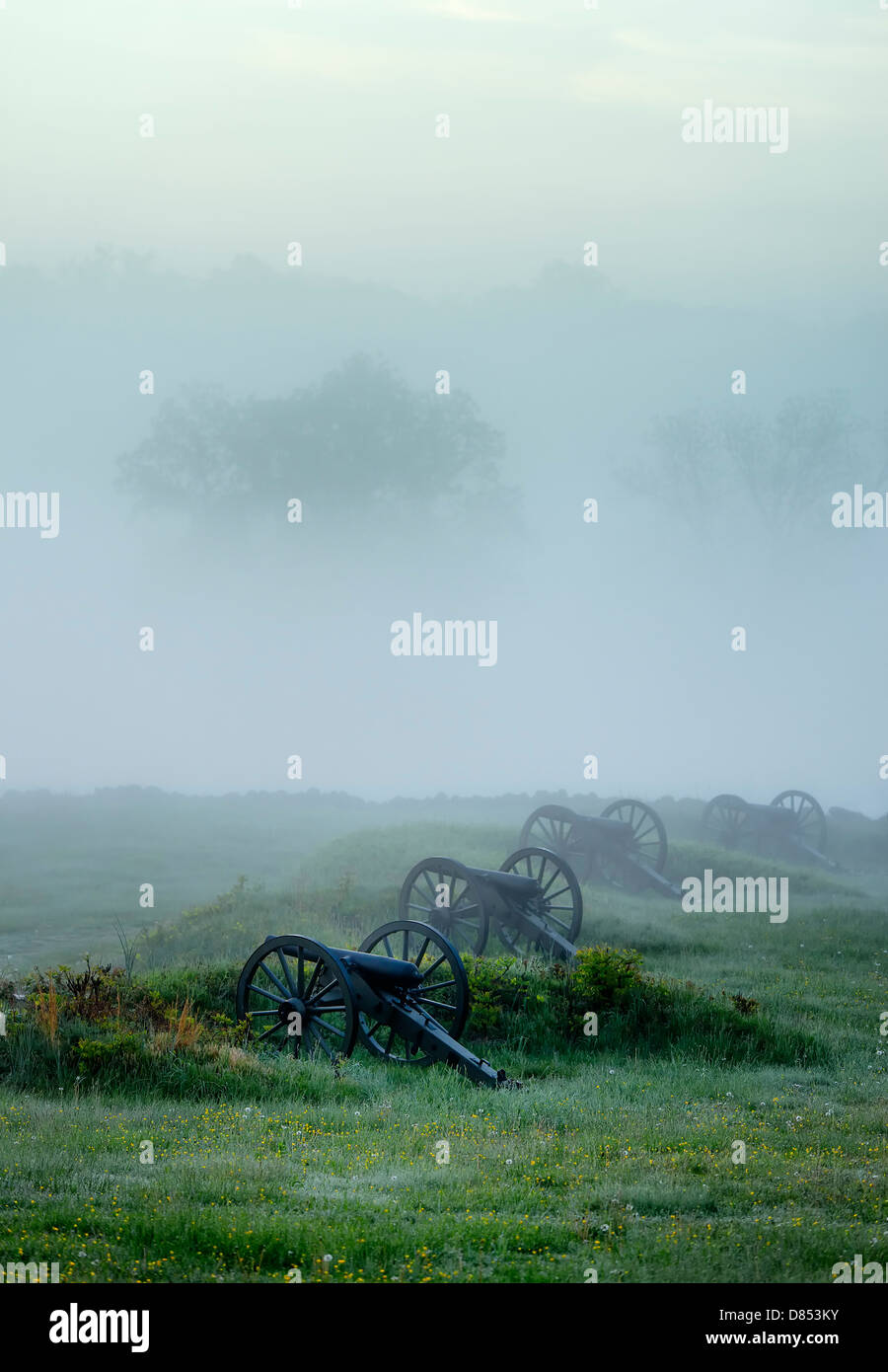 Cannons on Cemetery Hill battlefield, Gettysburg National Military Park, Pennsylvania, USA Stock Photo