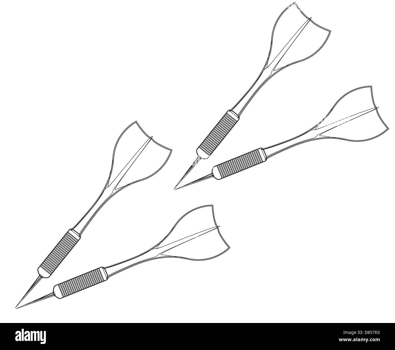Darts vector game - Outline Vector Illustration Stock Photo