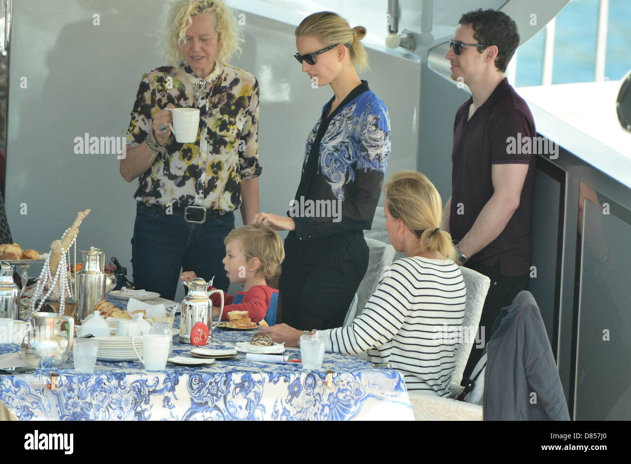 Karolina Kurkova with Child and Husband on board of Roberto Cavalli ...