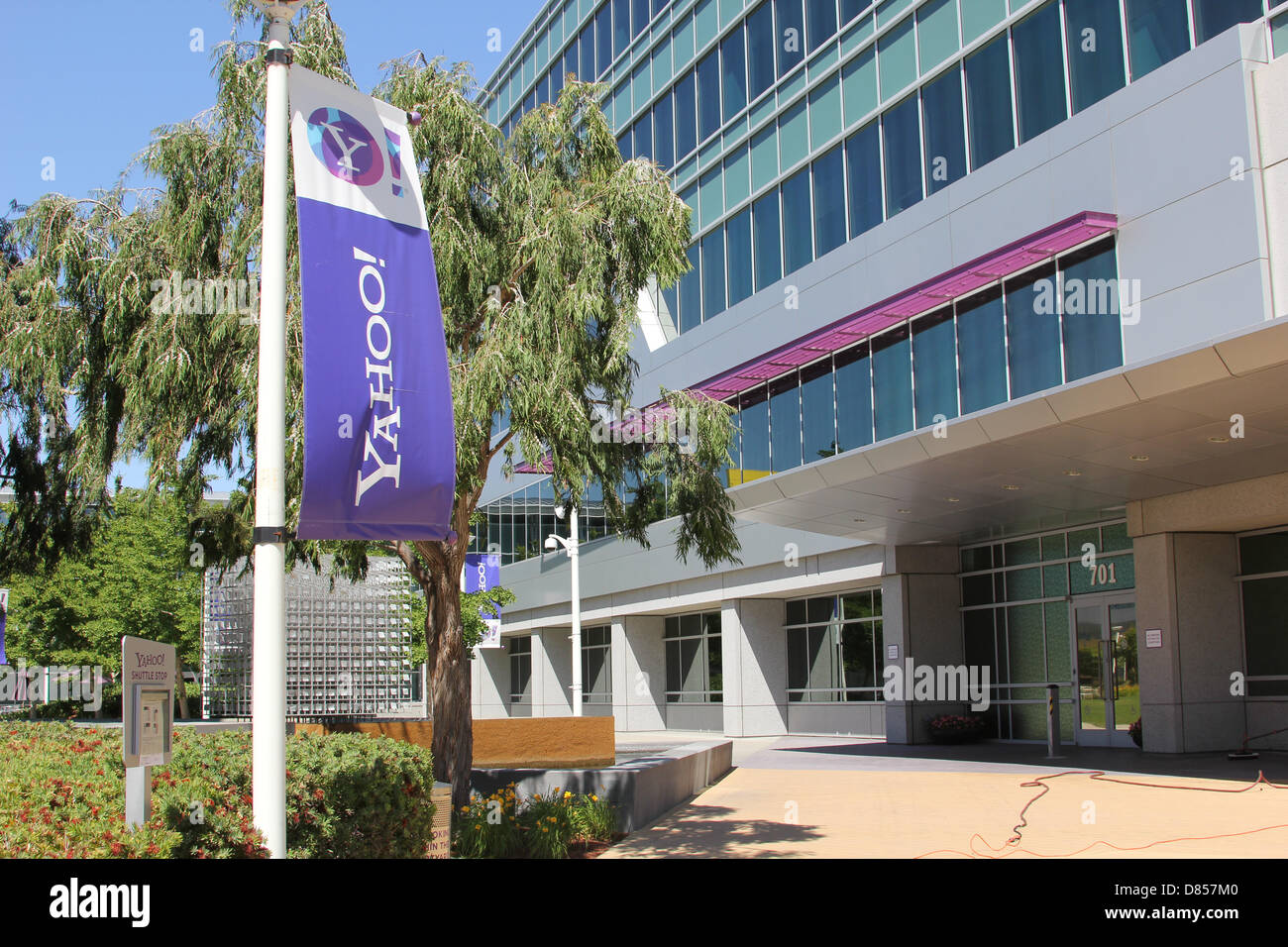 A Yahoo flag waves in front of the internet company's headquarters in ...