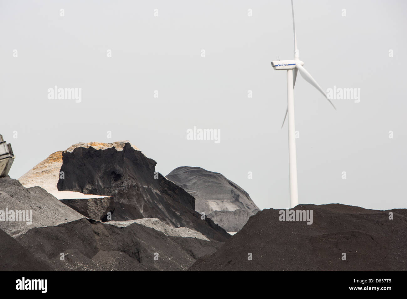 Climate Change Heaven And Hell Wind Turbines Next To A Coal Stock Photo Alamy