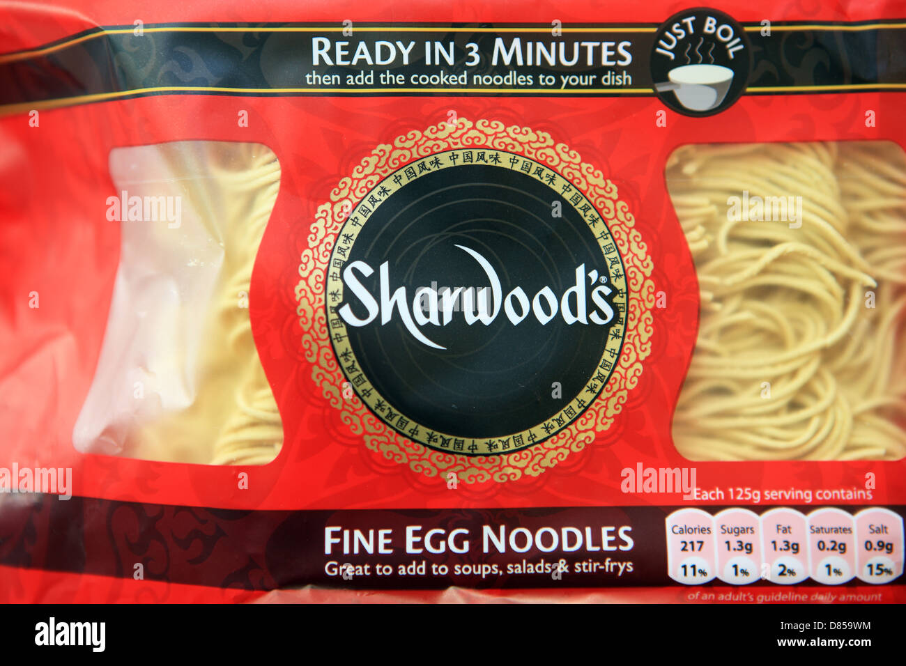 Packet of Sharwood's fine egg noodles which are ready in 3 minutes Stock  Photo - Alamy