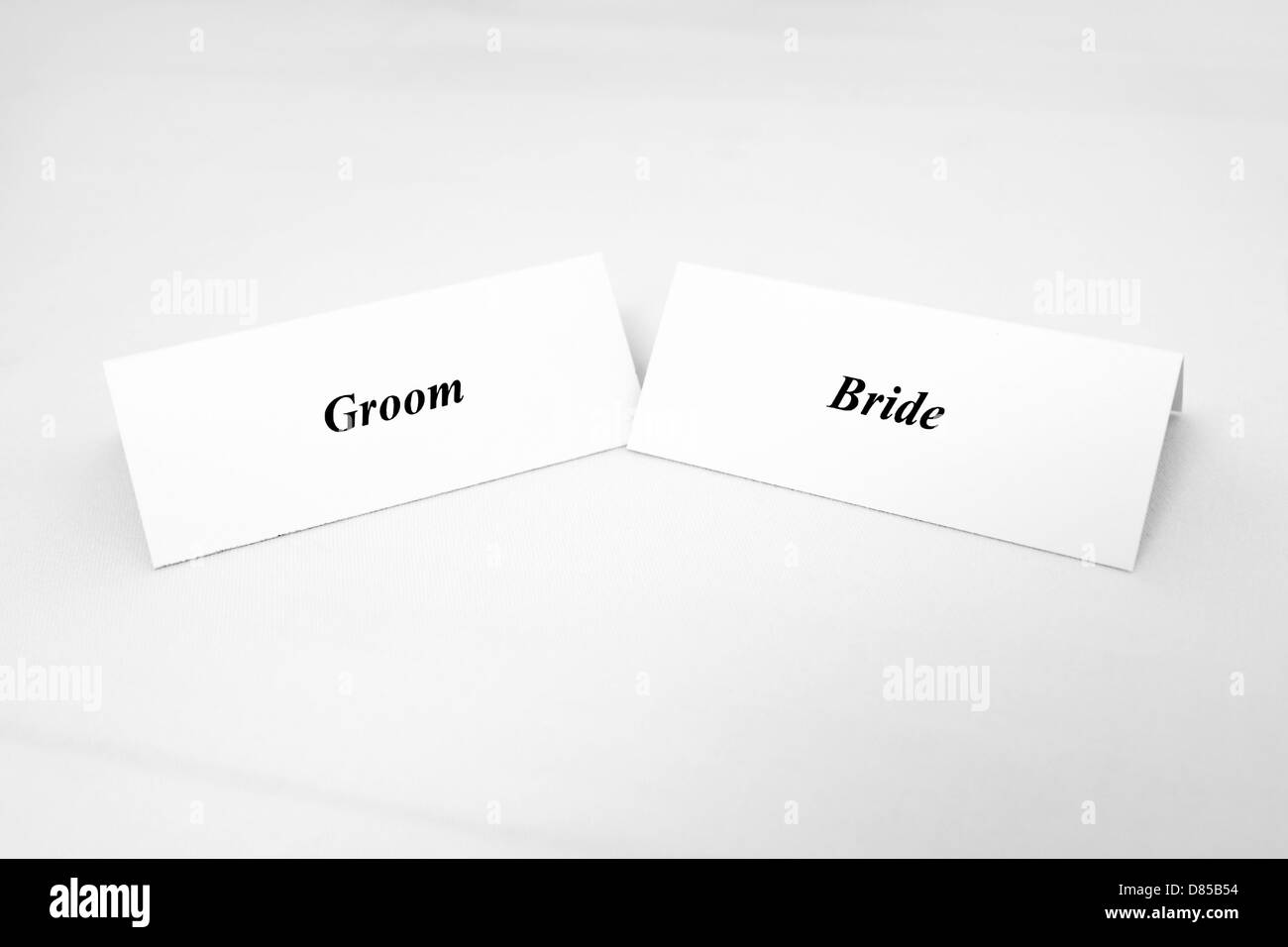Bride and groom place cards Stock Photo - Alamy