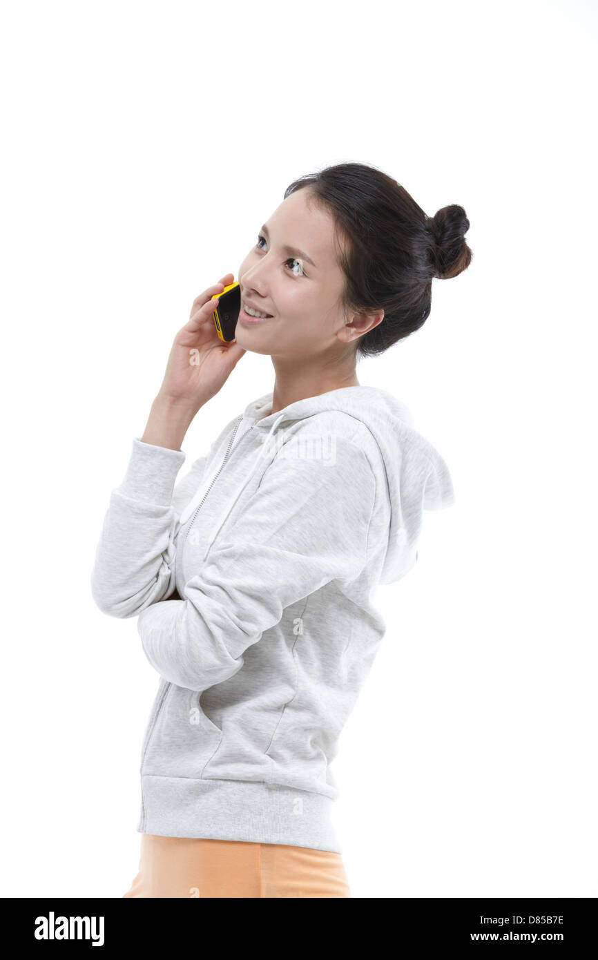 young woman talking on mobile phone. Stock Photo