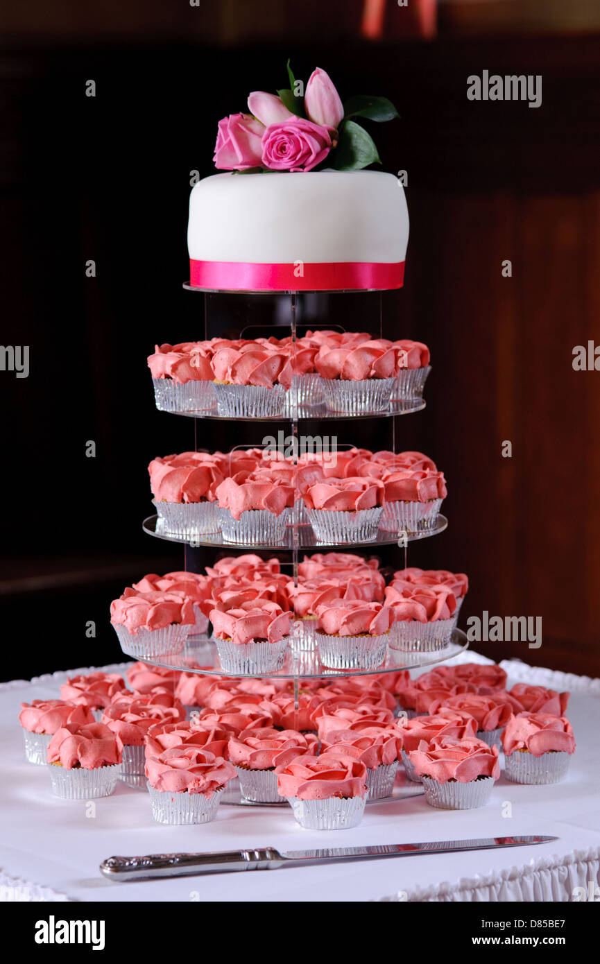 Pink cup cakes at a wedding reception Stock Photo Alamy