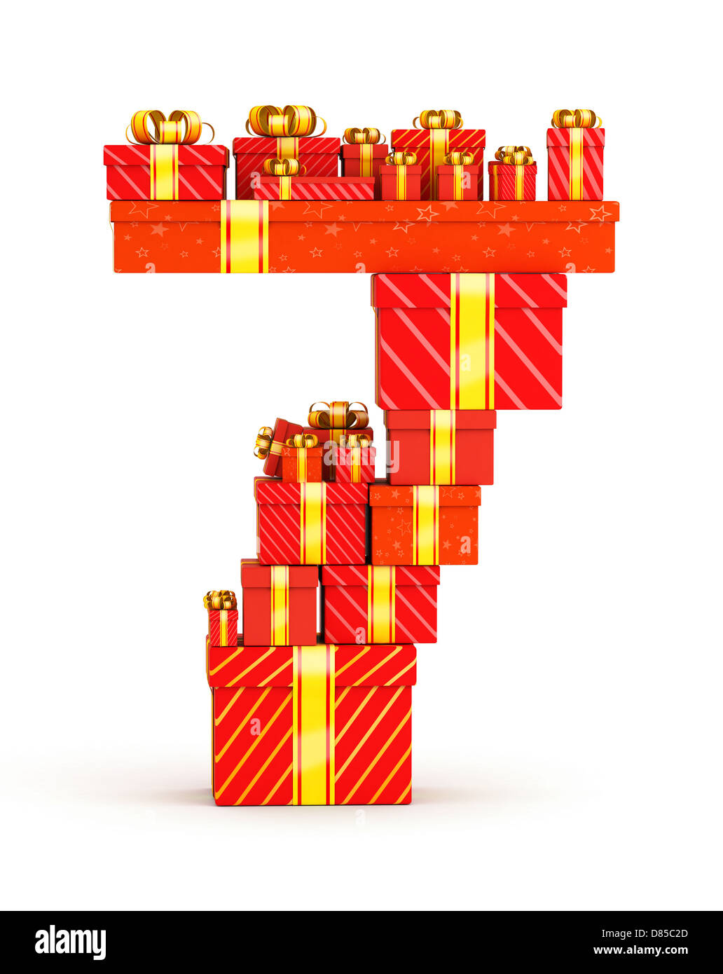 Numbers from gift boxes decorated with yellow ribbons Stock Photo - Alamy
