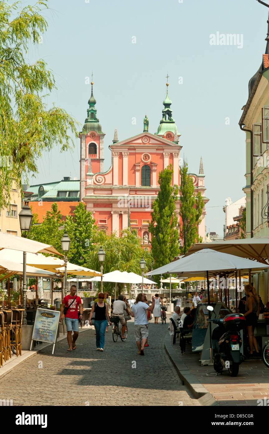 Riverside Walk, Ljubljana, Slovenia Stock Photo