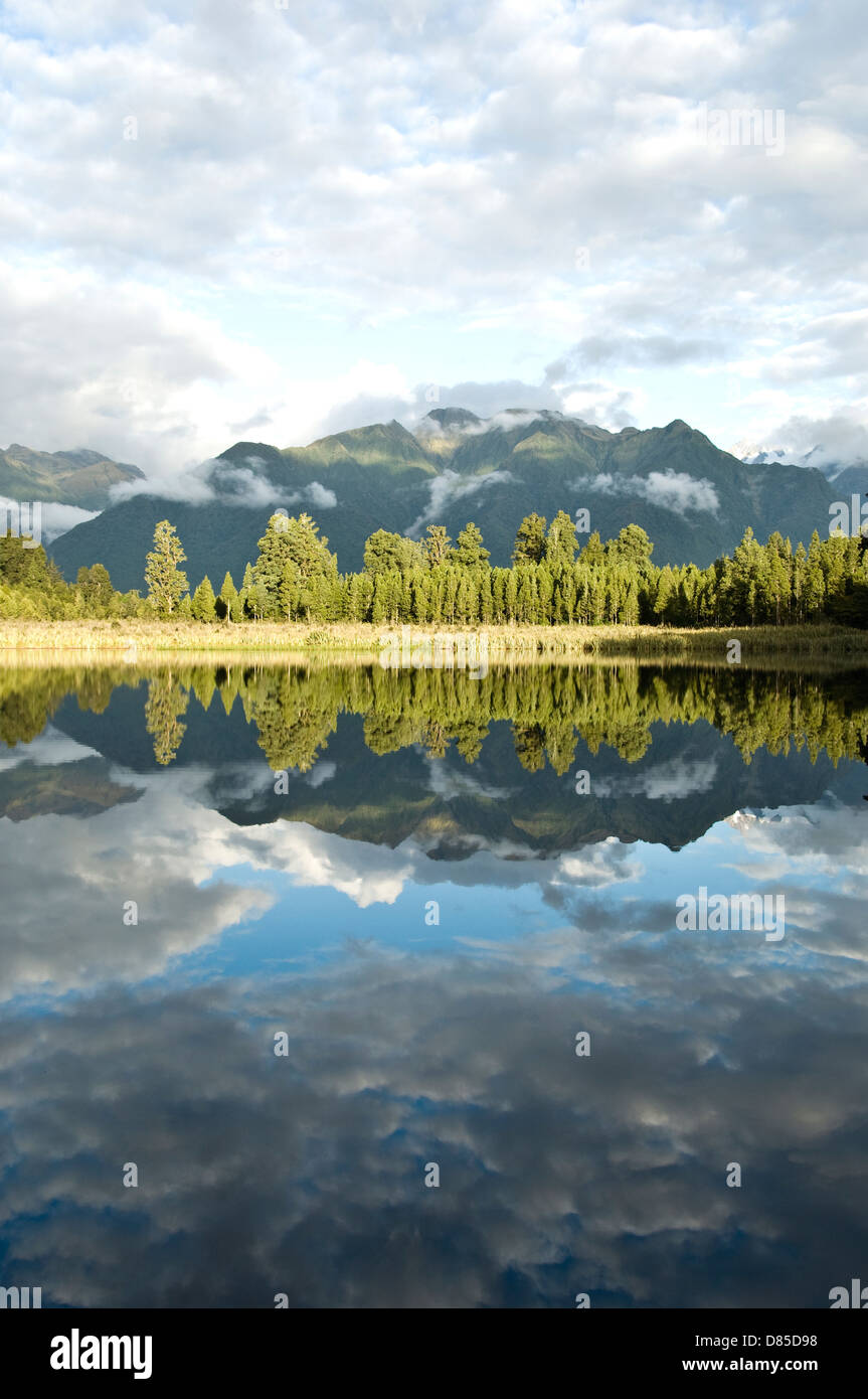 Reflection at Matheson lake in New Zealand Stock Photo - Alamy