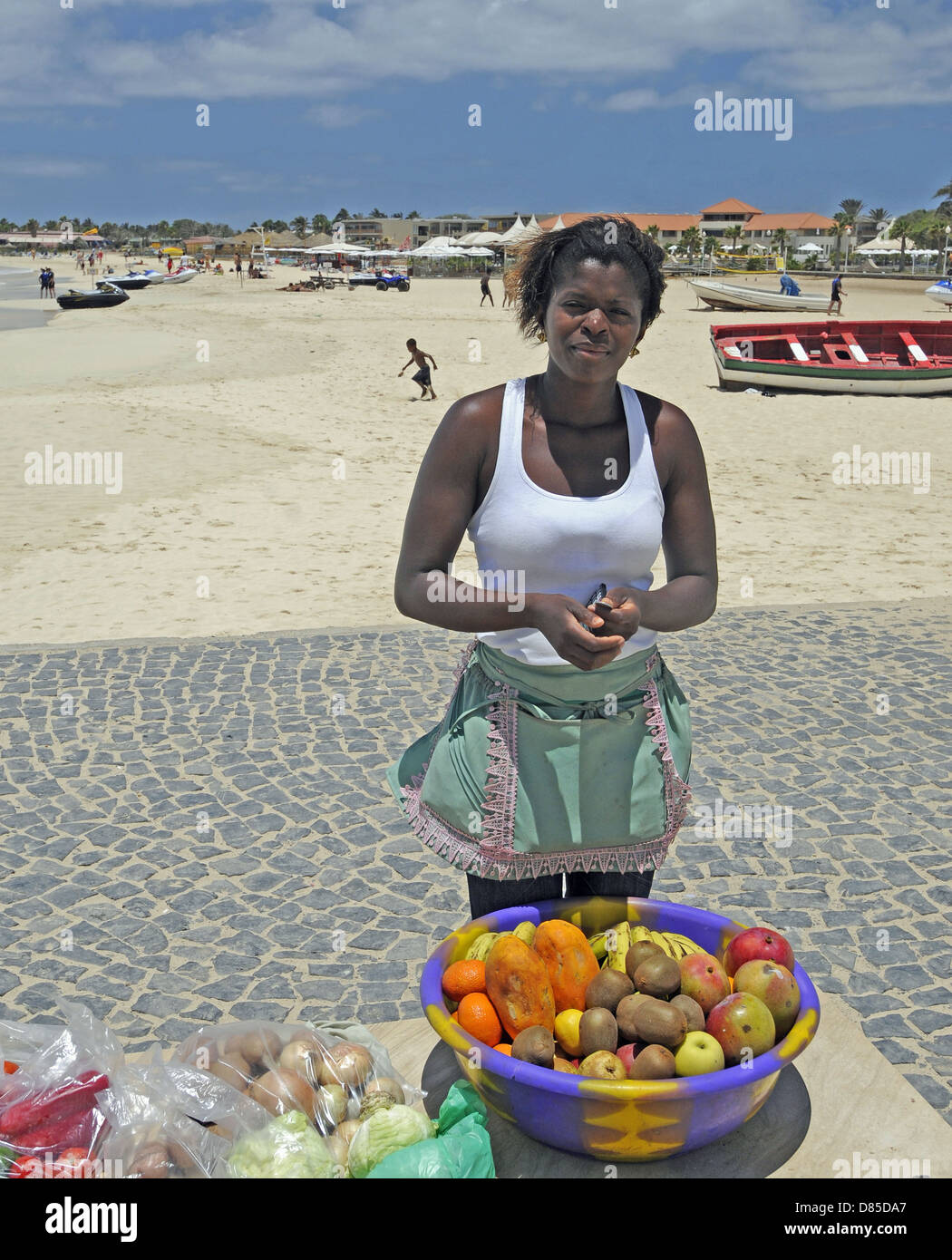 Fruit Seller Santa Maria Beach Island of Sal Cape Verde Stock Photo - Alamy