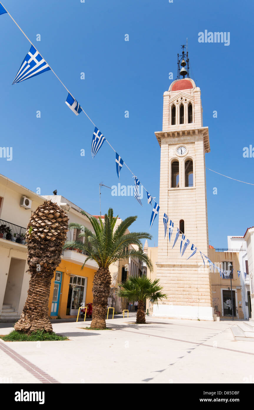 Bell tower of the Church of Metropolis Rethymno Crete Stock Photo