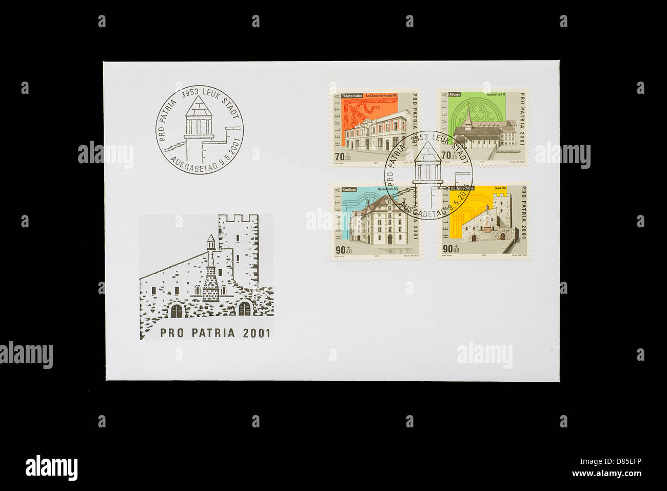 the official first day cover of 2001  Pro Patria swiss stamps Stock Photo