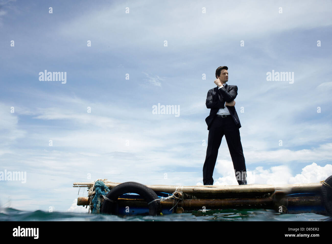 businessman posing on dock. Stock Photo