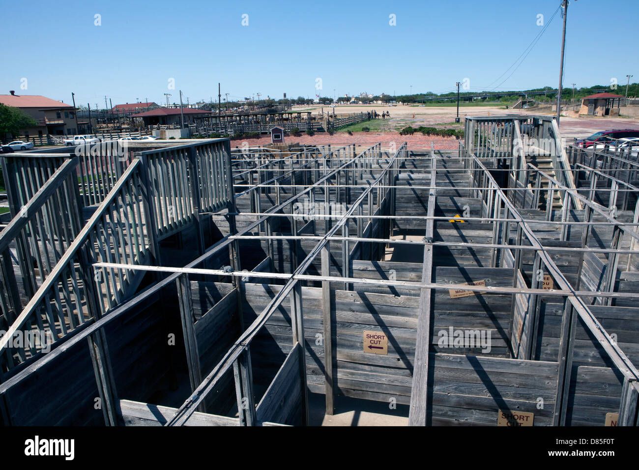 A view of the Cowtown Cattlepen Maze in Forth Worth, Texas Stock Photo