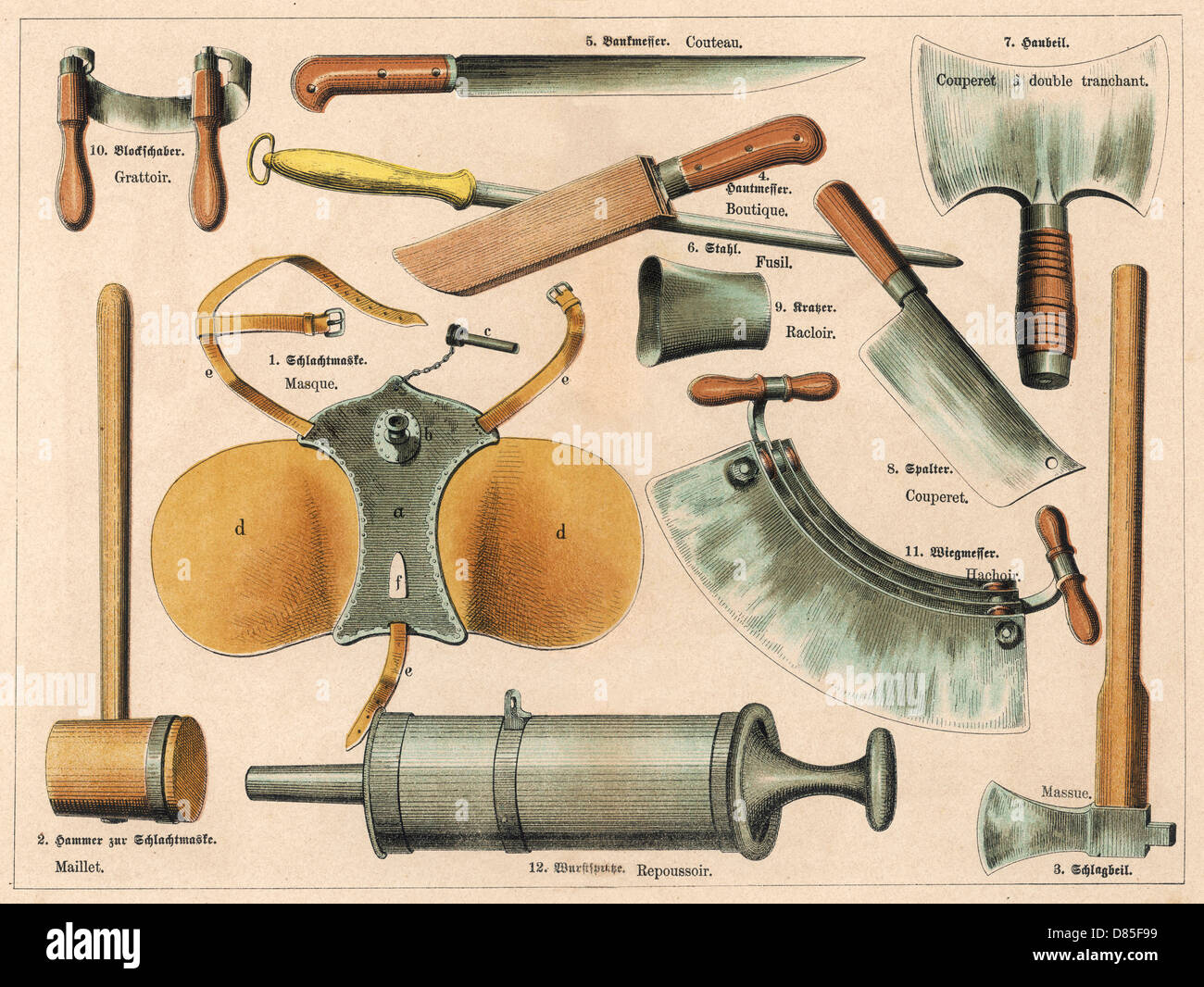 Various butchery tools Stock Photo - Alamy
