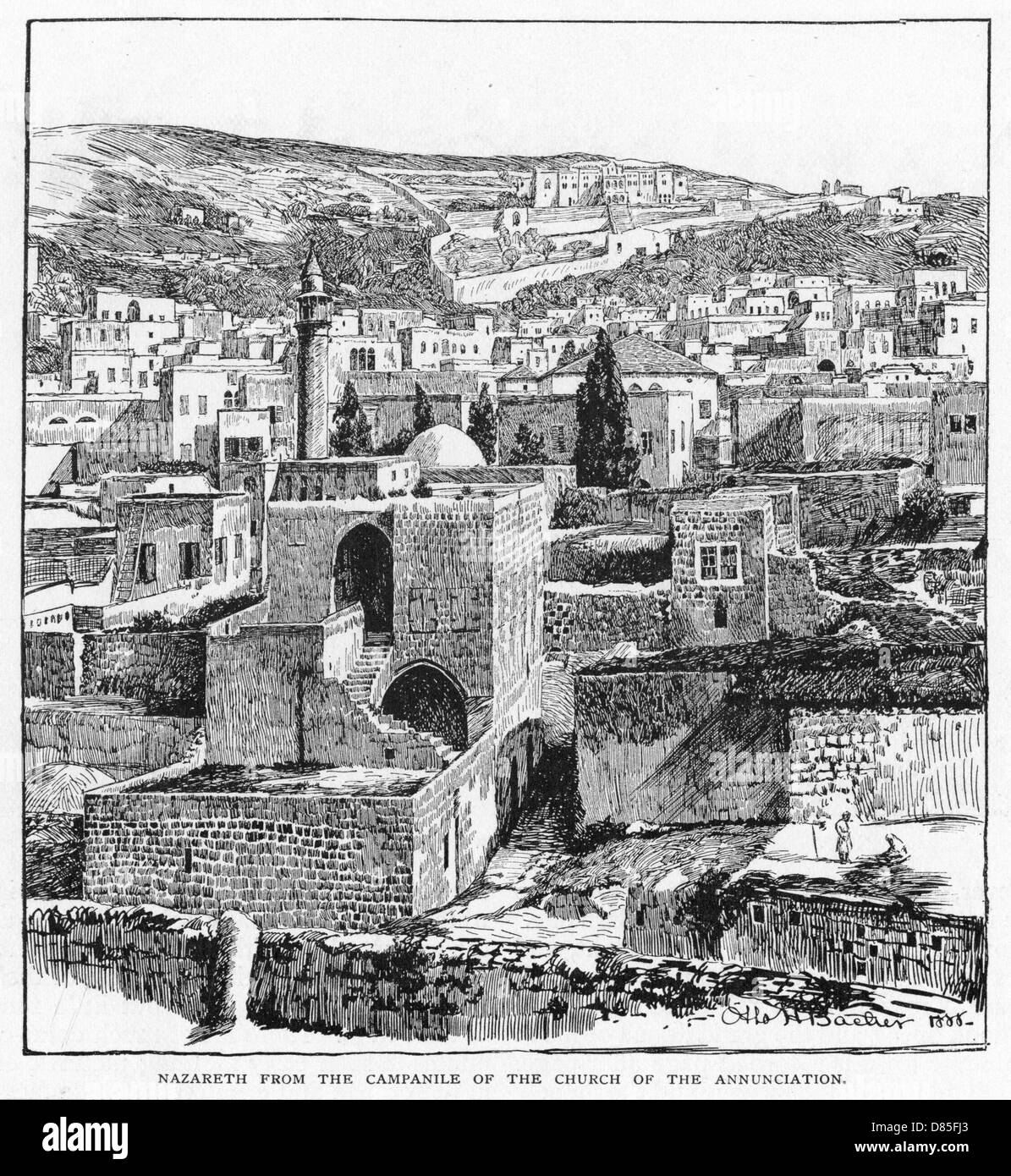 Church of the annunciation nazareth Black and White Stock Photos