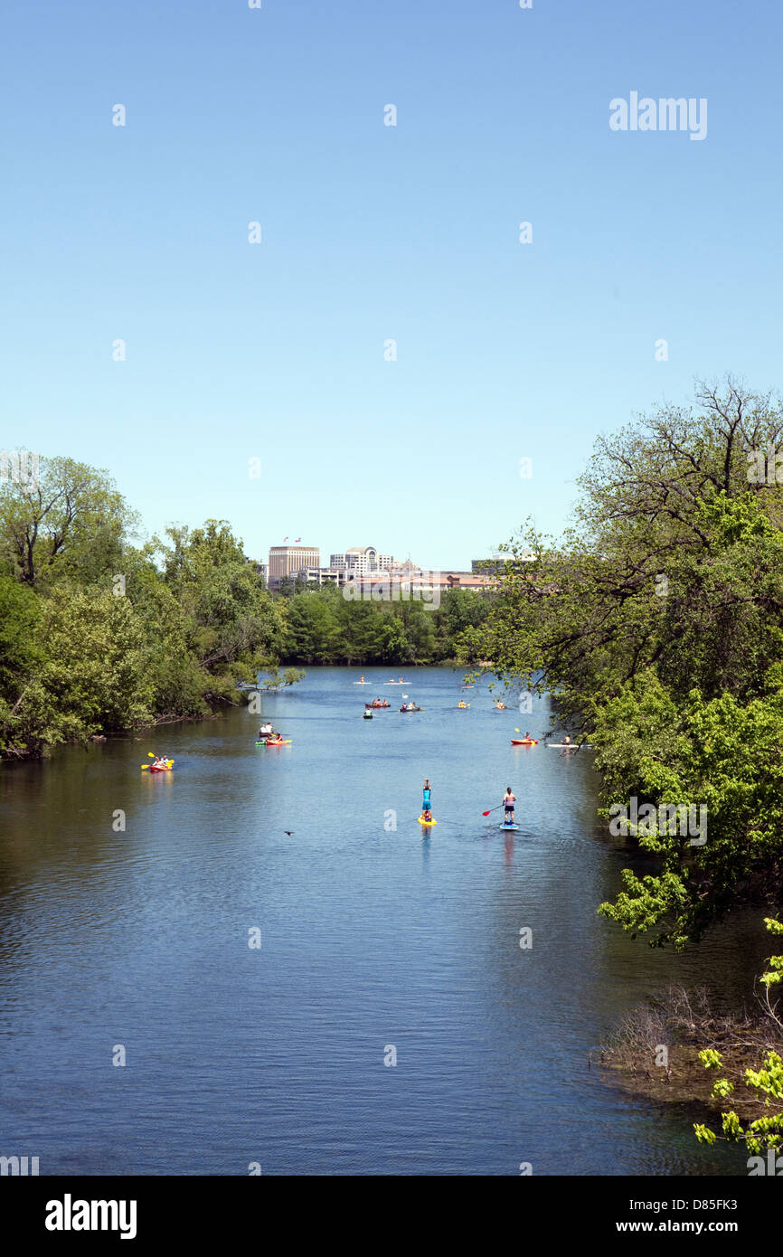 A view of the Colorado River in Austin, Texas Stock Photo
