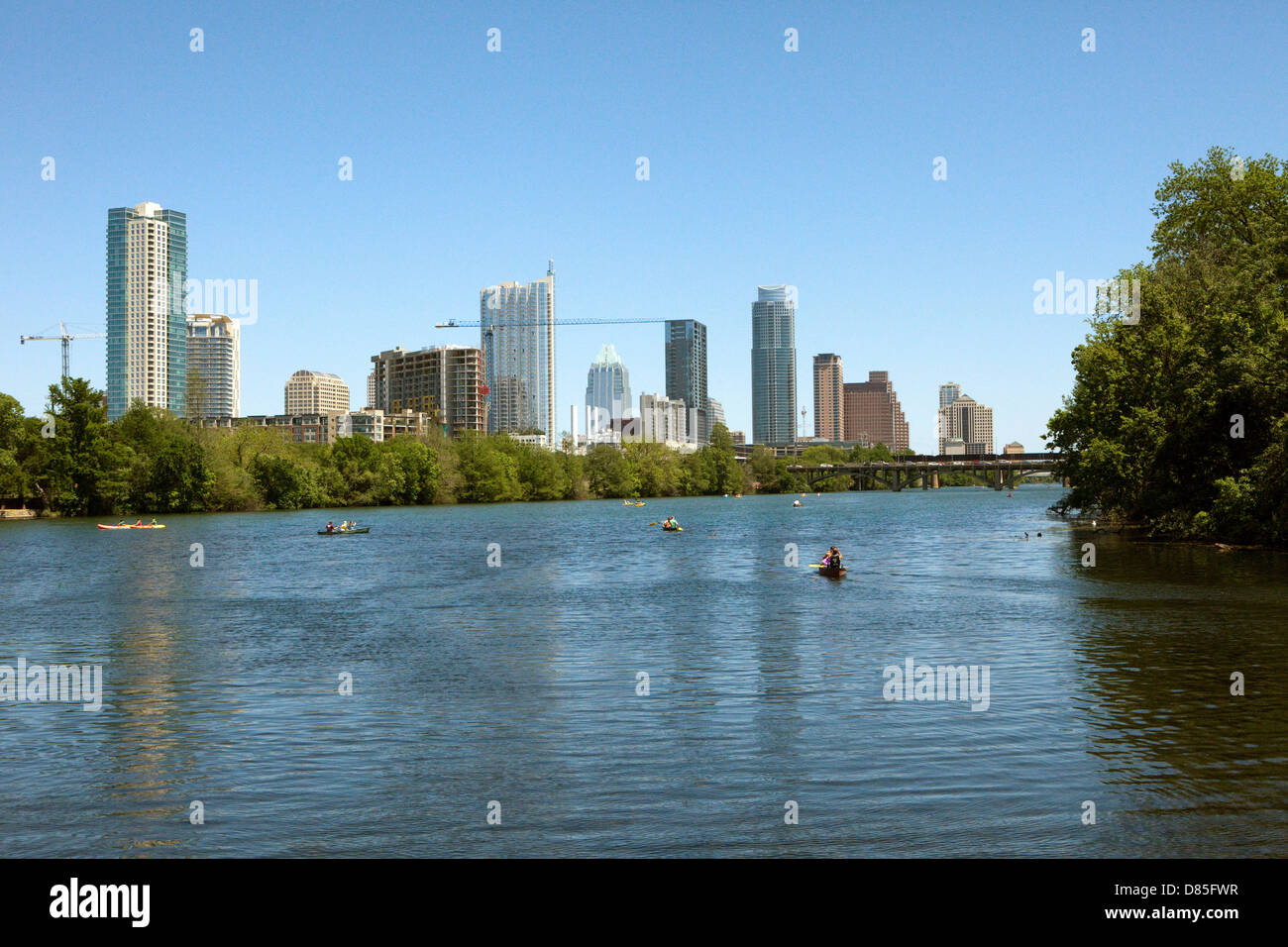 A view of the Colorado River in Austin, Texas Stock Photo