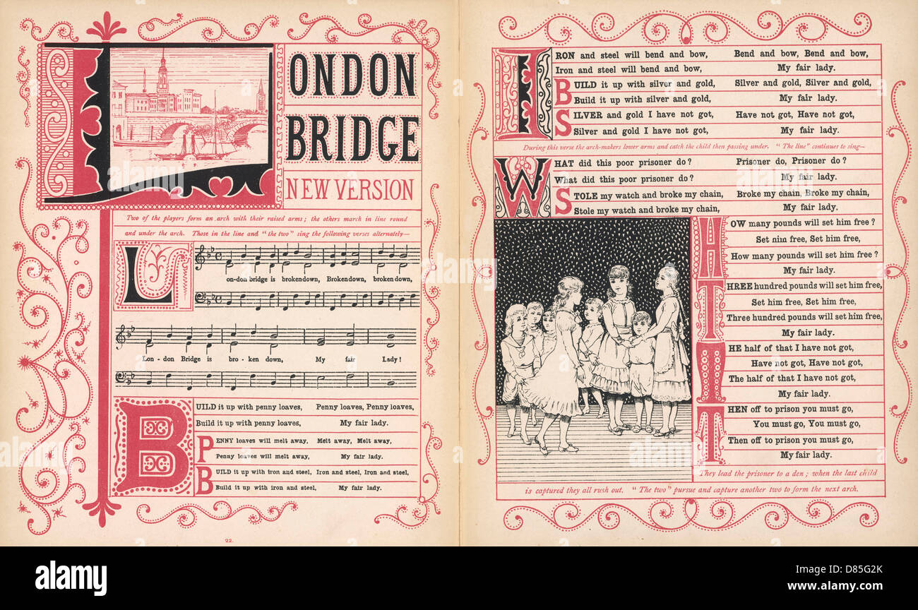 London Bridge Song  Words And Music Stock Photo