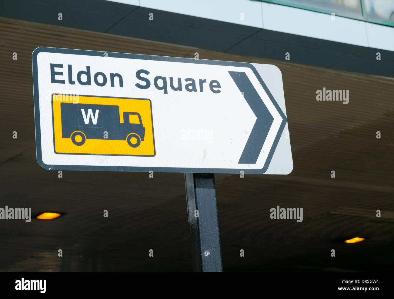 Eldon Square Wagon Deliveries Signpost Stock Photo