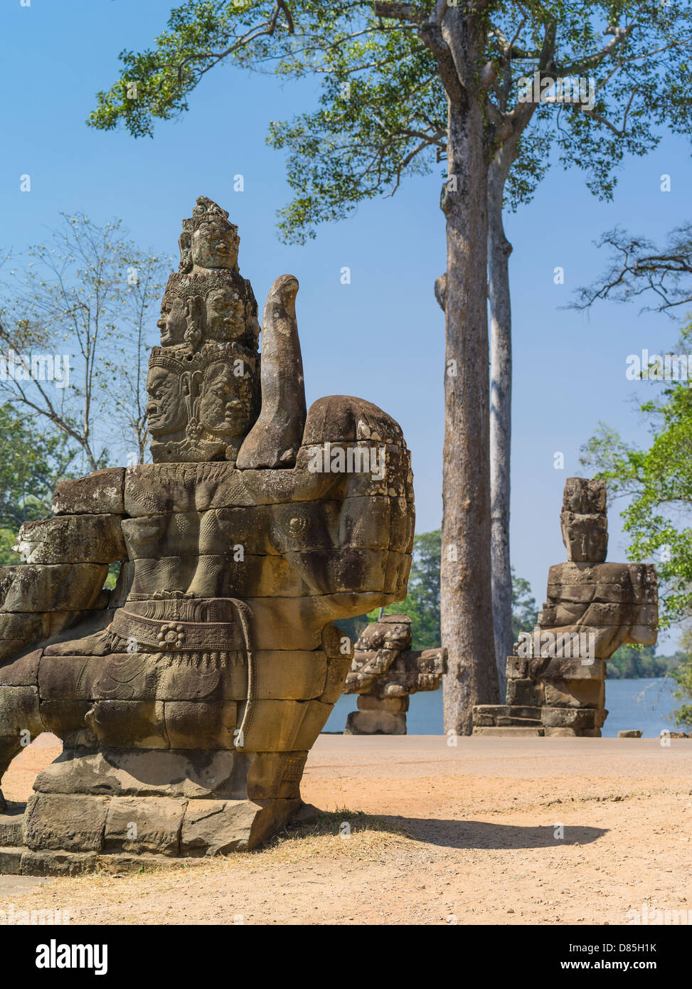 Elephants. South Gate. Angkor Thom. Angkor Archaeological Park. Siem Reap. Cambodia Stock Photo