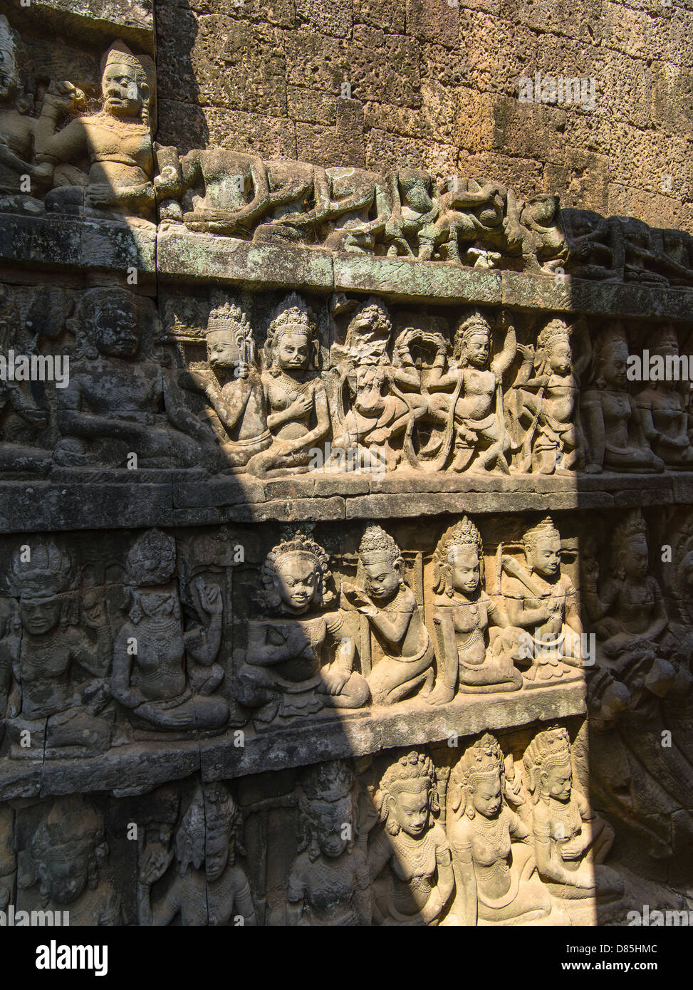 Bas-Reliefs. The Leper King Terrace. Angkor Thom. Siem Reap. Cambodia Stock Photo